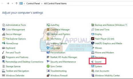 حل مشكلة المايك في ويندوز 10 Windows بالخطوات الضغط مباشرة على أيقونة Sound "الصوت"