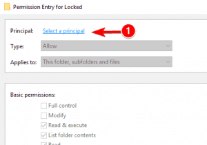 13 طريقة لحل مشكلة Access is Denied في ويندوز 10 Select a principal