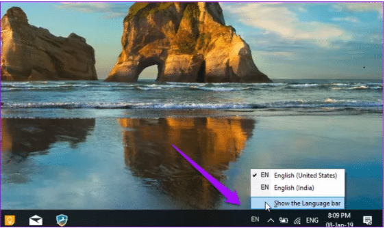 كيفية اظهار شريط اللغة في ويندوز 10 Show the language bar