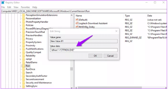 كيفية اظهار شريط اللغة في ويندوز 10 ctfmon = CTFMON EXE