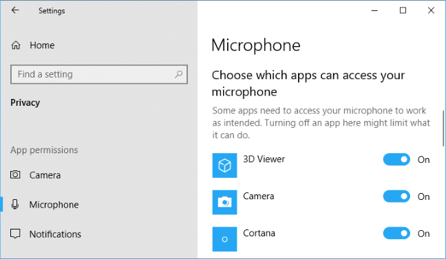 حل مشكلة المايك في ويندوز 10 Windows بالخطوات تحديد البرامج والتطبيقات التي يمكن الوصول إلى الميكروفون