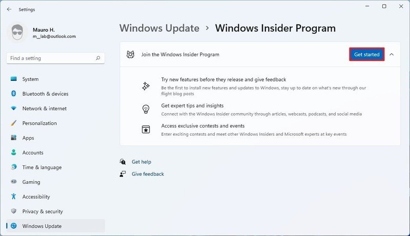 الانضمام إلى برنامج Windows Insider